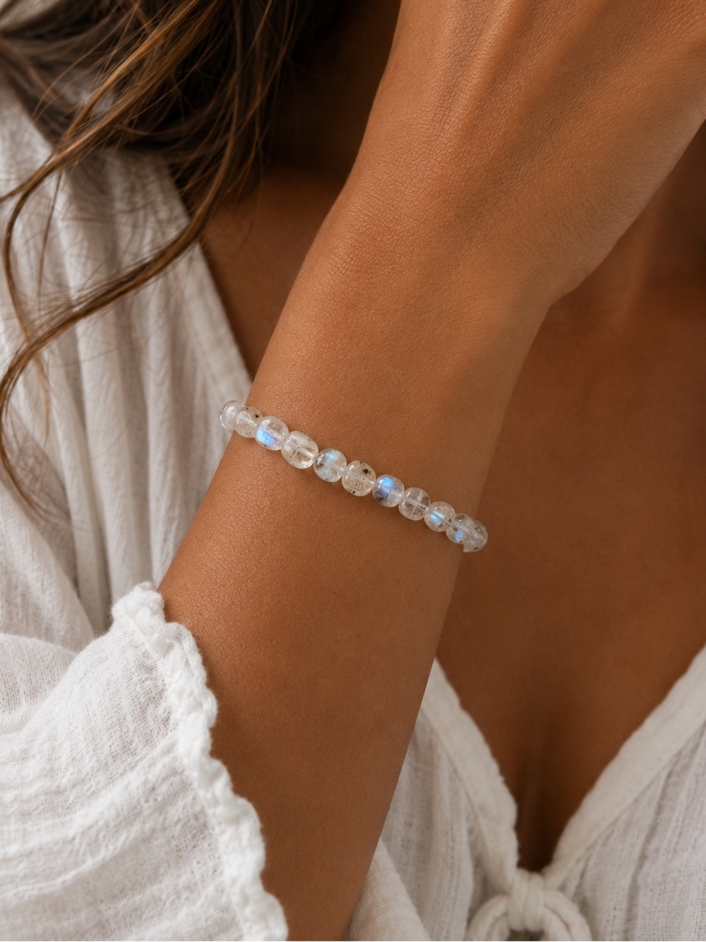 Moonstone Coin Beaded Bracelet/Anklet - Made to Order